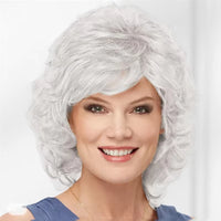 Women Synthetic Hair Wigs Short Curly with Bangs Shoulder Length Blonde Wig