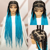 36inch Knotless Box Braided Wigs Synthetic Transparent Full Lace Braids Wig For Women with Baby Hair