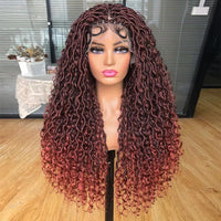 Goddess Faux Locs Braided Wigs Full Lace Curly Synthetic Wig with Baby Hair