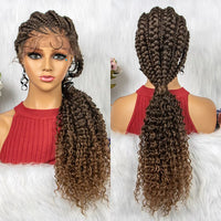 Lace Front Synthetic Cornrow Braided Wigs Natural Knotless with Baby Hair