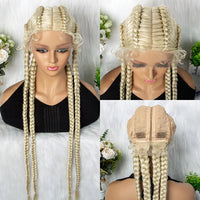 32 inches Lace Front Jumbo Knotless 4 Twist Cornrow Braided Wig