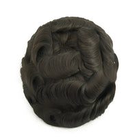 Men's 8x10 Inch PU Toupee - European Human Hair V-Loop Ultra-Thin PU Base Hair Replacement System