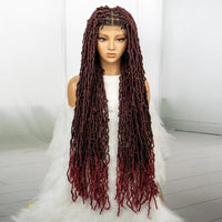 36inch Synthetic Dreadlock Locs Braided Wigs Square Knotless Lace Wig With Baby Hair