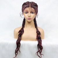 30 Inches Synthetic Cornrow Braided Wigs Lace Frontal Afro Hair Braids Wig with Baby Hair