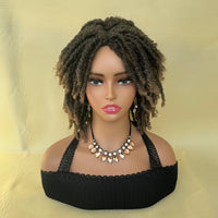 Locs Afro Bob Braided Wig Synthetic Faux Locs Crochet Twist Braiding Wig
