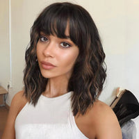 Brown & Mixed Wavy Bob Synthetic Wig for Women - Image 3
