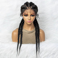 26 Inches Synthetic Lace Front Dutch Twins Cornrows Braids Wig With Baby Hair
