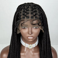 36 Inch Synthetic Full Lace Cornrow Braided Wigs Colored Braiding Hair Wig Pink Knotless Braids Wig with Baby Hair