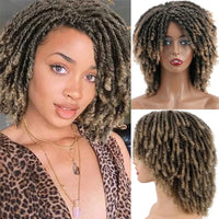 Natural Synthetic Dreadlock Wig Short Afro Bob Crochet Twist Braided Wig