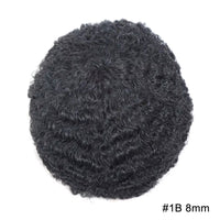 Afro Curly Full Lace Mens Toupee 8mm Wave Human Hair Piece Kinky Curly Replacement System Unit Men's Prosthesis