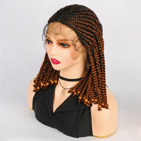 14 Inch Short Bob Wig Cornrow Braided Wigs Synthetic Lace Front Wig