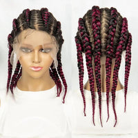 Full Lace Cornrow Braided Wig Synthetic for Women Men Braids Wig with Baby Hair