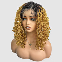 Synthetic 4x4 Lace Front Braid Wig 14inch Curly Faux Locs Large Parting Space Twist Dreadlock Wigs