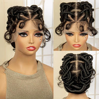 Synthetic Full Lace Handmade Afro Braided Wigs Lightweight Bantu Knotless Braids Wig with Baby Hair