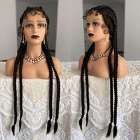 Synthetic Lace Front Wig 32 Inches 4 Twist Cornrow Braided Wigs With Baby Hair