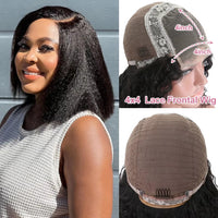 230% Kinky Straight Bob Human Hair Wigs 13x6 HD Lace Frontal Edges Curly Afro Yaki Short Hair Glueless Wigs