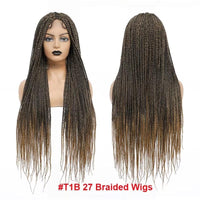 36Inch Synthetic Long Box Braided Wig Full Lace Straight Knotless Braid Wig With Baby Hair
