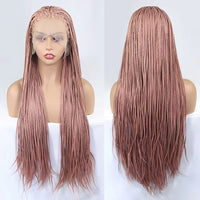 Highlight Pink Lace Front Box Braided Wigs for Women Knotless Goodess Box Braid Wig Synthetic Crochet Braiding Hair Color Wig