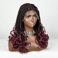 Synthetic Short Box Braided Wigs Wavy Ends 9x6 Frontal Lace Wig With Baby Hair