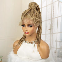 Lace Frontal Synthetic 24 Inches Ponytail Cornrow Braided Wigs with Baby Hair
