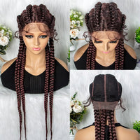 32 inches Lace Front Jumbo Knotless 4 Twist Cornrow Braided Wig