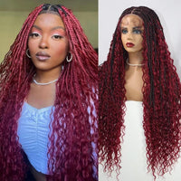 Synthetic 32" Bohemian Full Lace Wigs Knotless Box Braided Wigs with Baby Hair