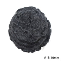 Afro Curly Full Lace Mens Toupee 8mm Wave Human Hair Piece Kinky Curly Replacement System Unit Men's Prosthesis