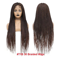 36Inch Synthetic Long Box Braided Wig Full Lace Straight Knotless Braid Wig With Baby Hair