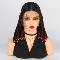 14 Inch Short Bob Wig Cornrow Braided Wigs Synthetic Lace Front Wig