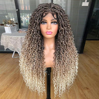Goddess Faux Locs Braided Wigs Full Lace Curly Synthetic Wig with Baby Hair