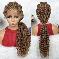 Lace Front Synthetic Cornrow Braided Wigs Natural Knotless with Baby Hair