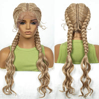 30 Inches Synthetic Cornrow Braided Wigs Lace Frontal Afro Hair Braids Wig with Baby Hair