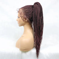 Synthetic Lace Front Wigs Braided Wigs With Baby Hair Africa Braid Wig Glued Mat 30Inches