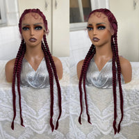 Synthetic Lace Front Wig 32 Inches 4 Twist Cornrow Braided Wigs With Baby Hair