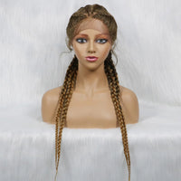 26 Inches Synthetic Lace Front Dutch Twins Cornrows Braids Wig With Baby Hair