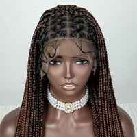 36 Inch Synthetic Full Lace Cornrow Braided Wigs Colored Braiding Hair Wig Pink Knotless Braids Wig with Baby Hair