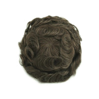Men's 8x10 Inch PU Toupee - European Human Hair V-Loop Ultra-Thin PU Base Hair Replacement System