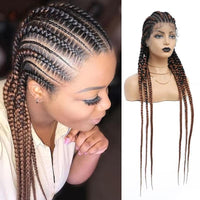 36 Inches Cornrows Braided Wigs Synthetic Full Lace Jumbo Braided Wigs