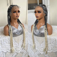 Synthetic Lace Front Wig 32 Inches 4 Twist Cornrow Braided Wigs With Baby Hair