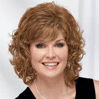 Women Synthetic Hair Wigs Short Curly with Bangs Shoulder Length Blonde Wig