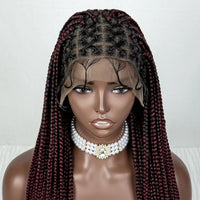 36 Inch Synthetic Full Lace Cornrow Braided Wigs Colored Braiding Hair Wig Pink Knotless Braids Wig with Baby Hair