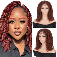 Synthetic Full Lace Braided Wigs 14 Inch Short Bob Knotless Box Braids Double Lace Twist Wigs