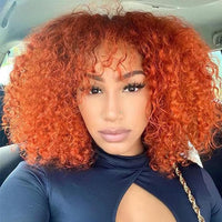 Brazilian Remy Hair Ombre Brown Short Pixie Afro Kinky Curly Bob 100% Human Hair Wigs For Women