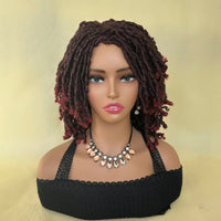 Locs Afro Bob Braided Wig Synthetic Faux Locs Crochet Twist Braiding Wig