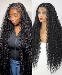 Synthetic 32" Bohemian Full Lace Wigs Knotless Box Braided Wigs with Baby Hair