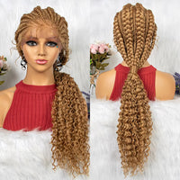 Lace Front Synthetic Cornrow Braided Wigs Natural Knotless with Baby Hair