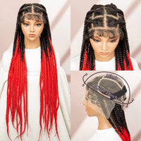 36inch Knotless Box Braided Wigs Synthetic Transparent Full Lace Braids Wig For Women with Baby Hair