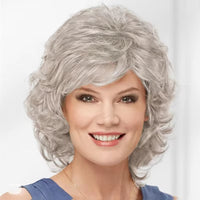 Women Synthetic Hair Wigs Short Curly with Bangs Shoulder Length Blonde Wig