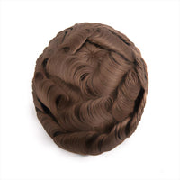 Men's 8x10 Inch PU Toupee - European Human Hair V-Loop Ultra-Thin PU Base Hair Replacement System