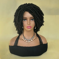 Locs Afro Bob Braided Wig Synthetic Faux Locs Crochet Twist Braiding Wig